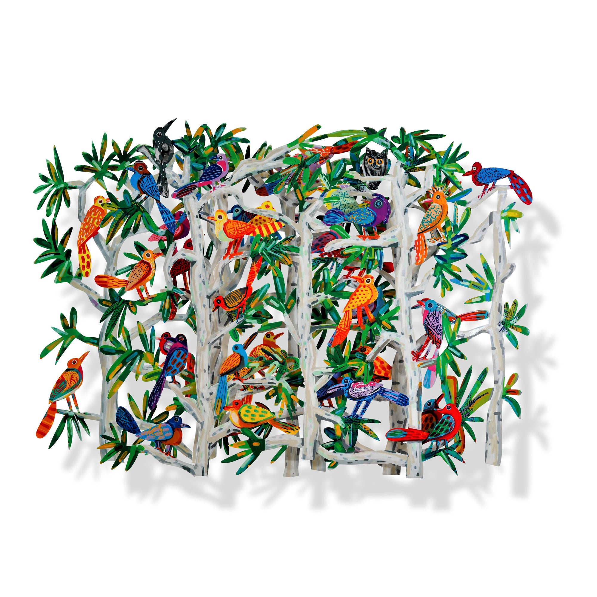 Exotic Birds 3D metal wall sculpture by David Gerstein