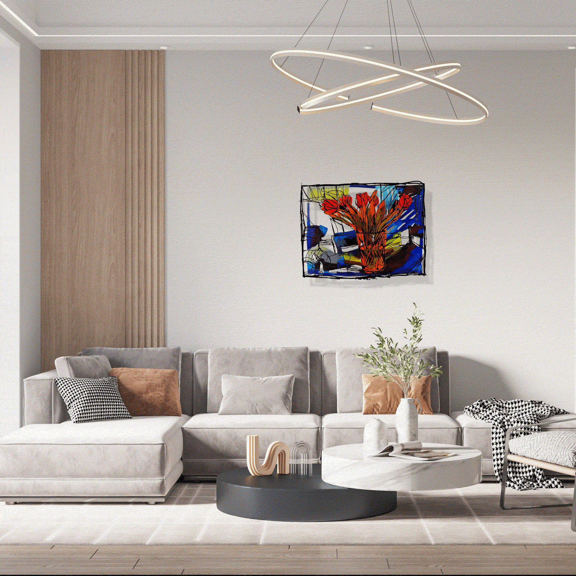 How to choose 3d wall sculptures for living rooms - David Gerstein 3D Metal Wall Sculpture