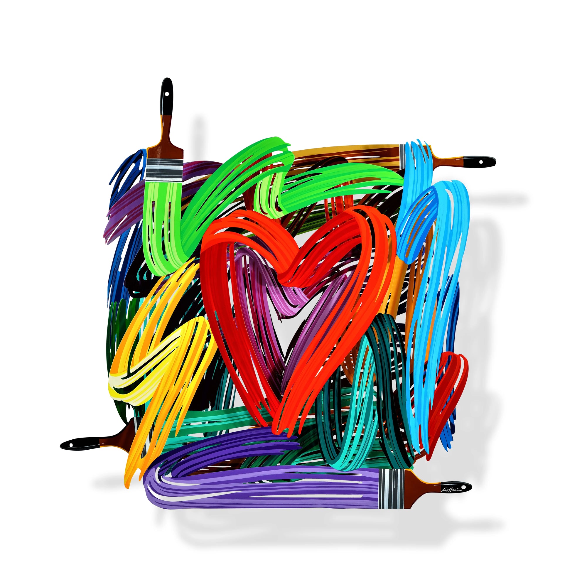 Graffiti Heartist XL 3D metal wall sculpture by David Gerstein