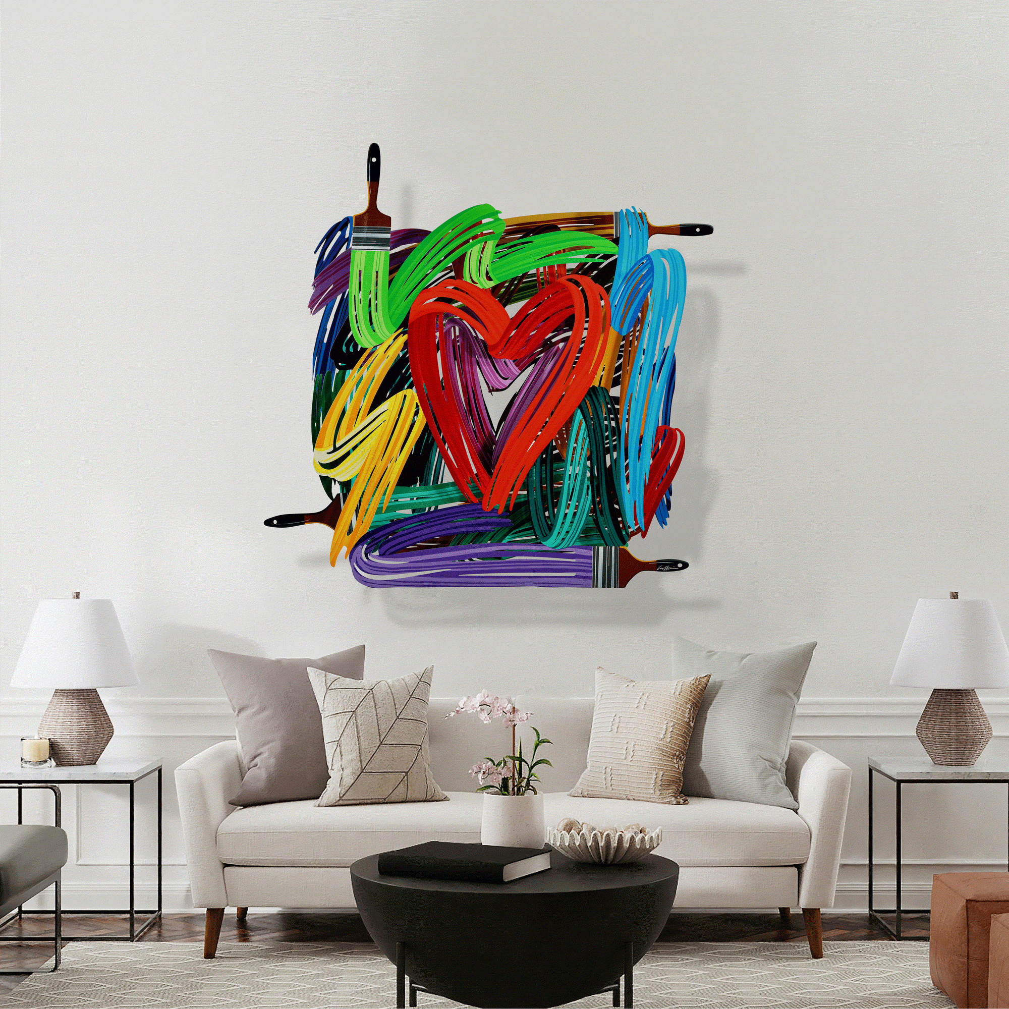 Graffiti Heart Artwork by David Gerstein: Vibrant Art Pieces