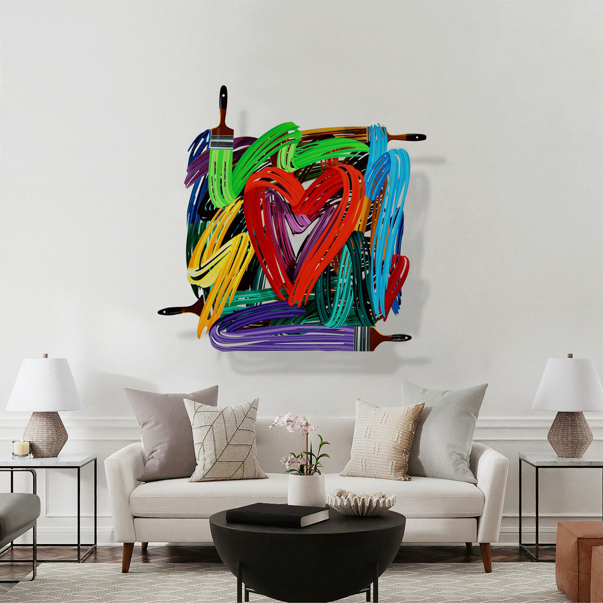 Graffiti Heart Artwork by David Gerstein: Vibrant Art Pieces