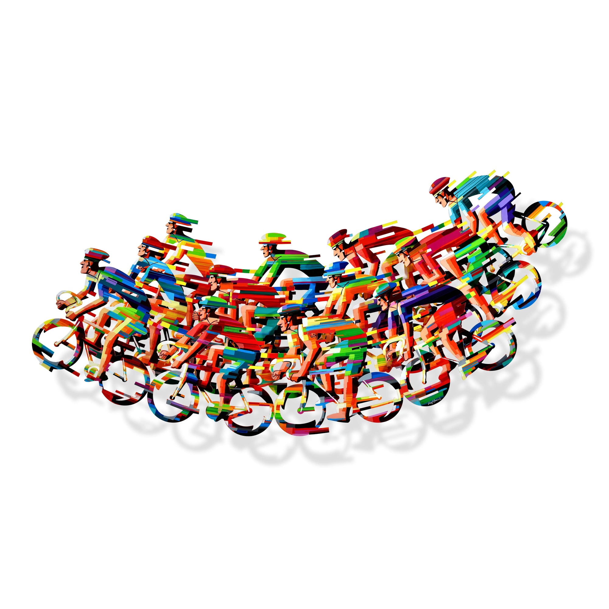 Peloton Wave Big A 3D metal wall sculpture by David Gerstein