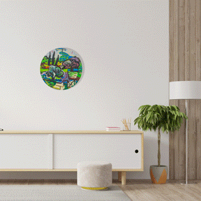 Round Wall Clock - Painting 1 View<br>$330.00